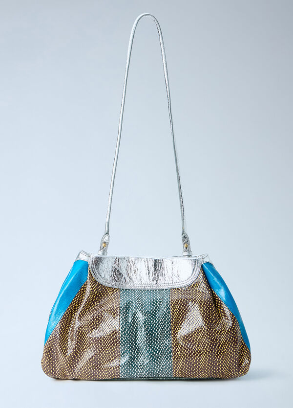 Dries Van Noten Textured Leather Shoulder Bag Green dvn0264040